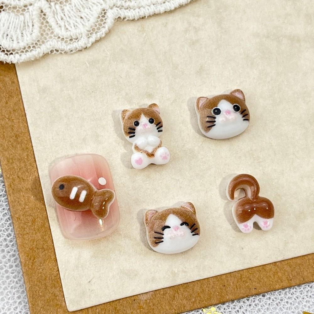Cartoon Mini Cat Nail Art Charms Little Fish Series 3D Decorations Nail Decorations for Nail Art