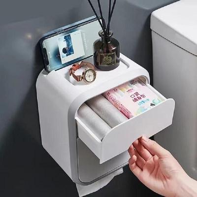 Настенный водонепроницаемый держатель для салфеток, держатель рулона туалетной бумаги, коробка для хранения туалетной бумаги, двухслойный пластиковый органайзер, аксессуары для ванной комнаты