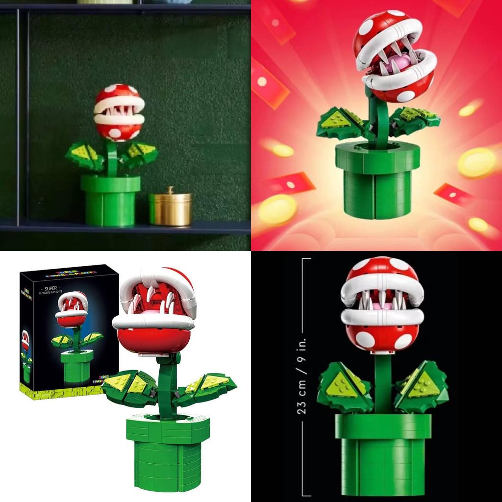 Super Mario Carnivorous Plant Building Kit With Plastic Bricks For Creative Kids Play