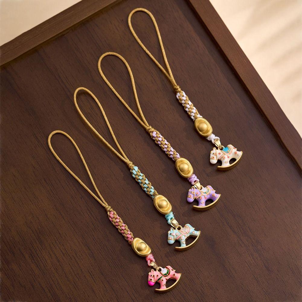 Chinese Style Zodiac Hors Phone Lanyard Anti Loss Mobile Phone Case Keychain Bag Pendant