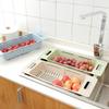 1 PCS/Kitchen Accessories Retractable Sinks Pans Drain Basket Rectangular Plastic Fruit Bowl Kitchen