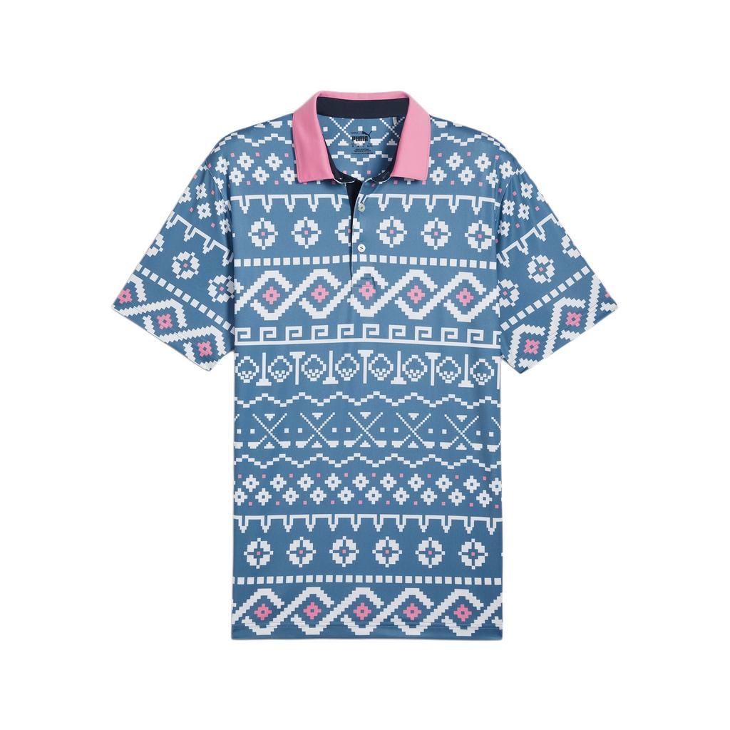 Puma Мужская рубашка-поло для гольфа с принтом Fair Isle, топы, синяя 626836-02