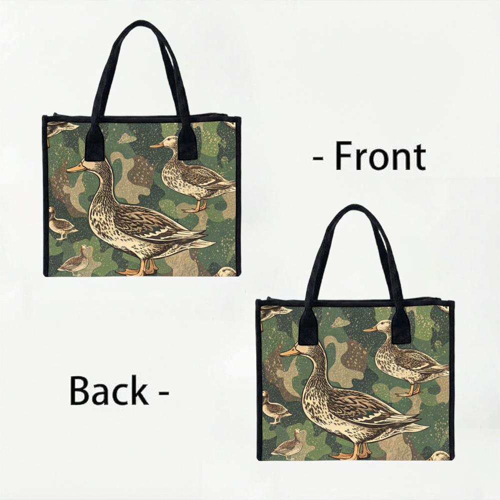 Cute Duck Pattern Tote Bag Casual Daily Shoulder Bag for Shopping Travel Outdoor Use