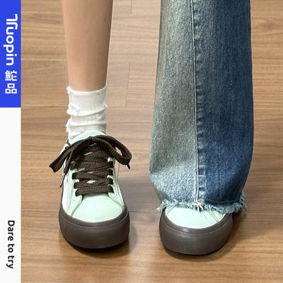 Женские весенние новые толстые кроссовки на платформе, мятно-шоколадные повседневные спортивные кроссовки, универсальные кроссовки типа «американский хлеб»