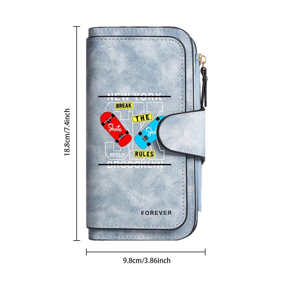 Trendy Skate Printed Long Wallet Multi Card Portable Casual Purse