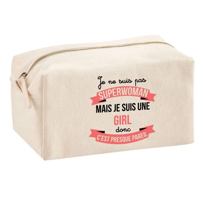 Trousse multifonction Girl Superwoman Cadeau Anniversaire Noël Collègue Départ Retraite Idée | Trousse Scolaire Fournitures Bureau