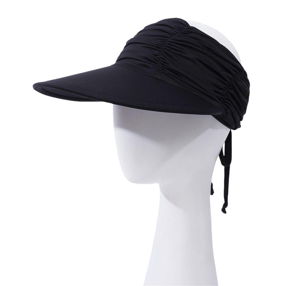 Wide Brim Sun Visor Hat UV Protection High Ponytails Visor Cap Trendy Empty Top for Women