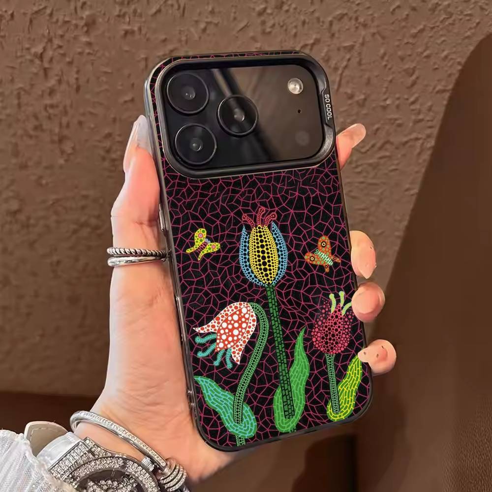 Искусство йоёи кусама Чехол для телефона для iPhone 17,16,15,14,13,12,11,Pro Max,Plus Конфетный серебряный чехол
