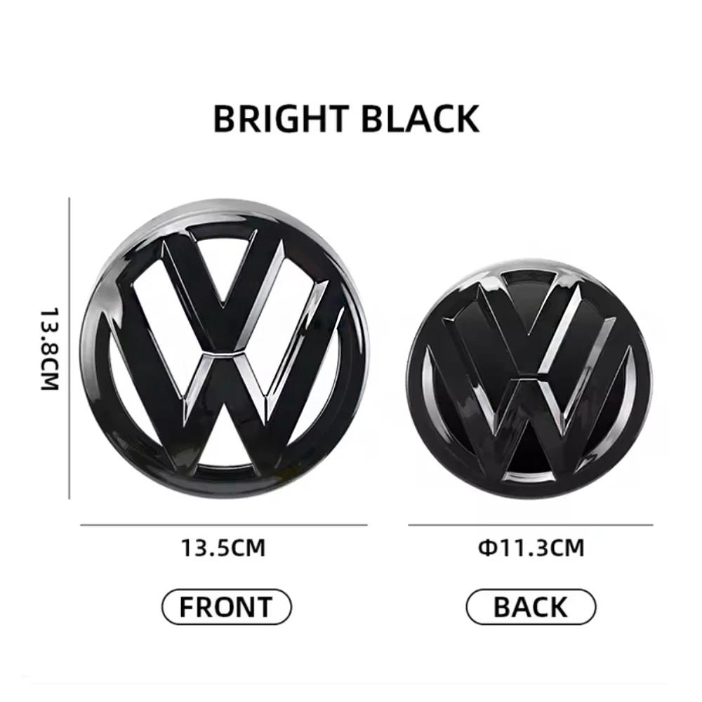 W125For VW Volkswagen Jetta MK5 Golf Volkswagen Front Grille Emblem 137MM car Rear Trunk Lid Badge 115MM Black Auto logo For VW Golf