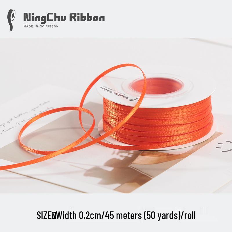 Двусторонняя атласная лента 2 мм для закладки, свадебных бантов и подарочной упаковки