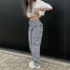 Vintage Cargo Pants Baggy Jeans Women Fashion 90s Streetwear Pockets Wide Leg High Waist Straight Y2k Denim Trousers Overalls