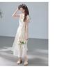 Romantic Lace French Heavy Industry Lace Splicing Small Flying Sleeve Dress with Summer Belt Lining Bohemian Holiday Style