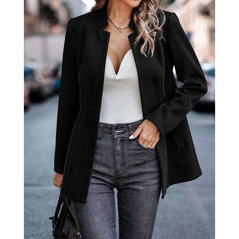 Autumn Winter Simple Fashionable Casual Solid Color Suit Cardigan Jacket Women's Clothing Jackets & Coats Women’s