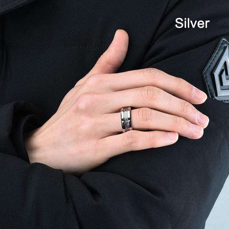 8 Colors 8mm Men's Stainless Steel Dragon Ring Inlay Red Green Black Carbon Fiber Ring Wedding Band Jewelry Size 7-12