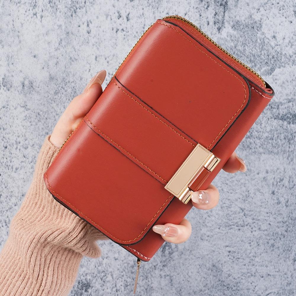 Кошелек-трифолд на молнии, женский кошелек, держатель для карт, водонепроницаемый, из ПУ кожи, короткий кошелек, женский