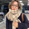 Maillard Plaid Scarf Women's Winter High Sense Versatile Thickened Warm Thin Shawl Dual-purpose Couple