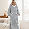 Flannel Fleece Hooded Pullover Sweatshirt Adult Warm Homewear Winter