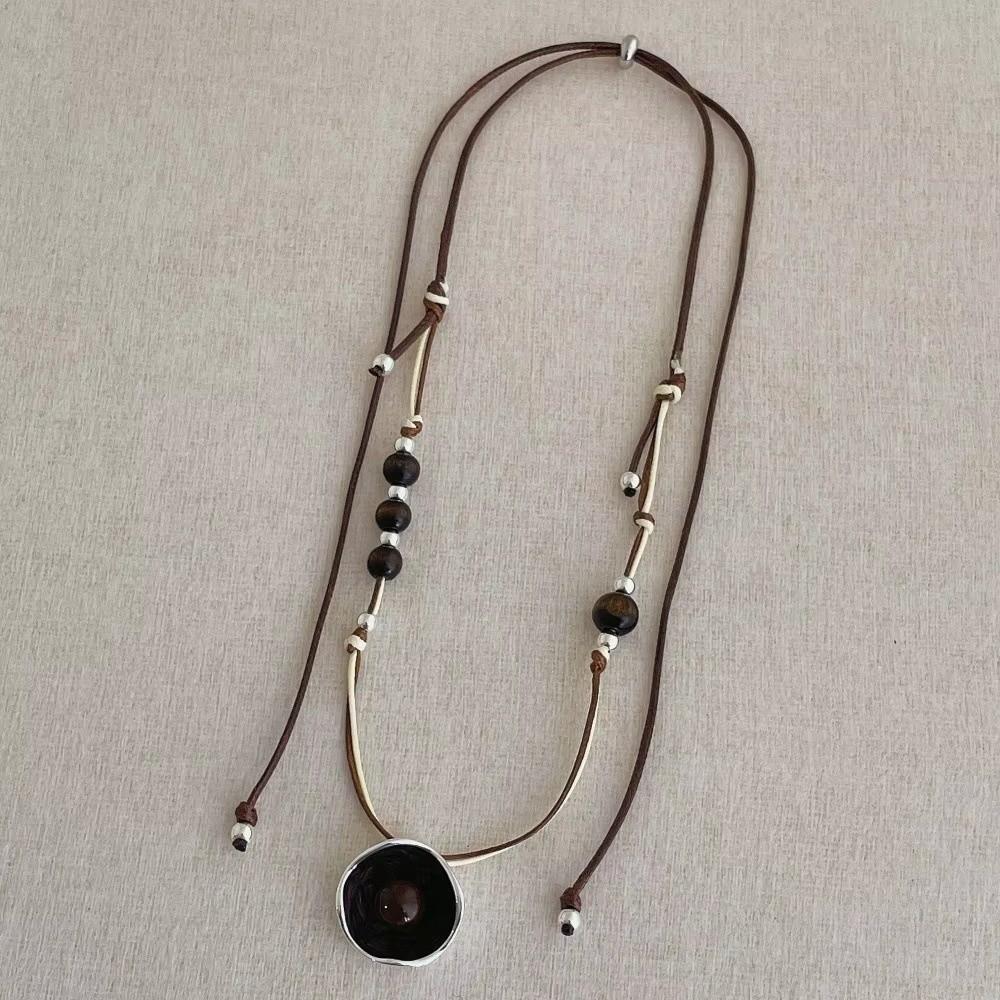 Imitation Pearl Beads Sweater Chain French Irregular Round Double Layered Rope Chain Women