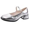 Fashion Red Med Heels Mary Jane Shoes for Women Square Toe Ankle Buckle Pumps Woman Pu Leather Thick Heeled Party Shoes Ladies
