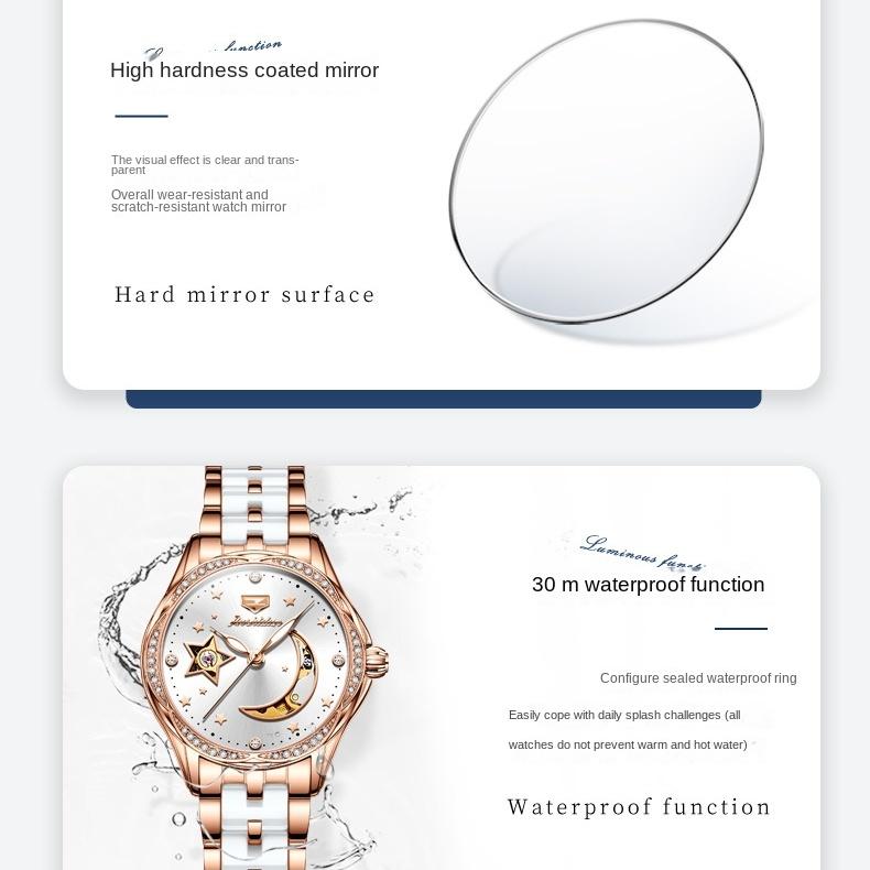 JINSHIDUN брендовые автоматические механические часы Star Moon Hollow, модные механические женские часы, женские часы