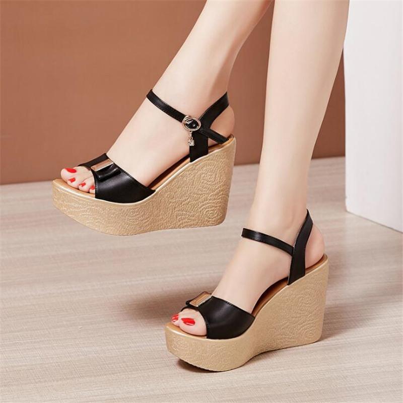 Plus Size 32-43 Open Toe Platform Female Sandals Women's Shoes Wedges Super High Heel Shoes Ladies High Heels Sandal