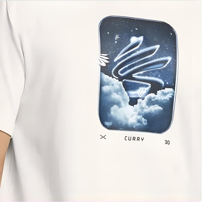 Under Armour Curry Trend Удобная универсальная прочная дышащая футболка с коротким рукавом для мужчин, топы Clay-White 1387108-114