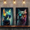 Sweet And Cute Cat With Glasses Canvas Painting Wall Animal Art Posters and Print Mural Picture Modern Living Room Home Decor