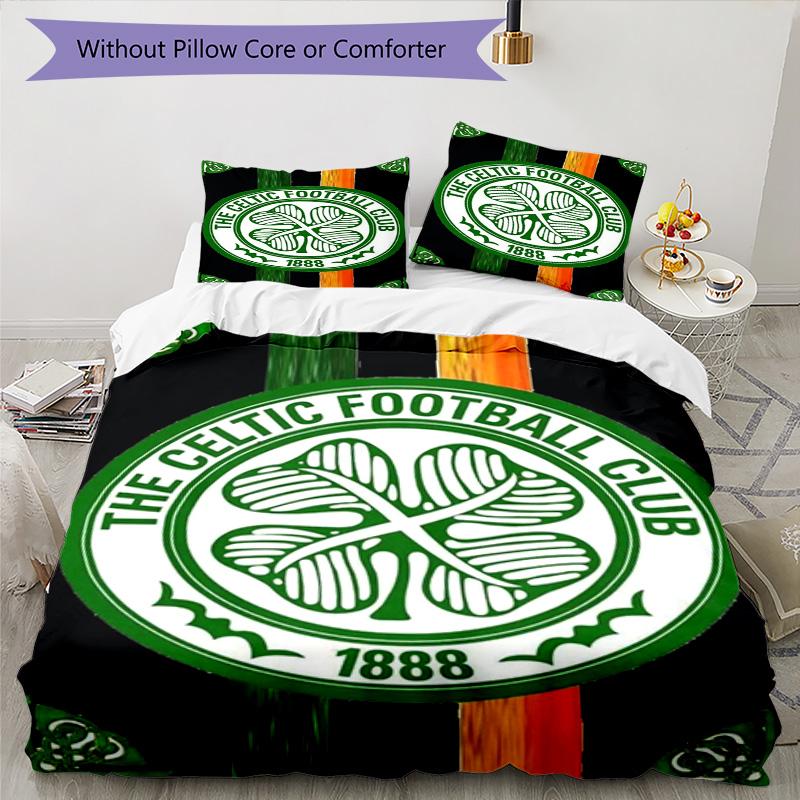 Celtic Football Club Crest Printed Pattern Duvet Cover Set – includes 1 duvet cover and 2 matching pillowcases Bedroom decor Christmas gifts