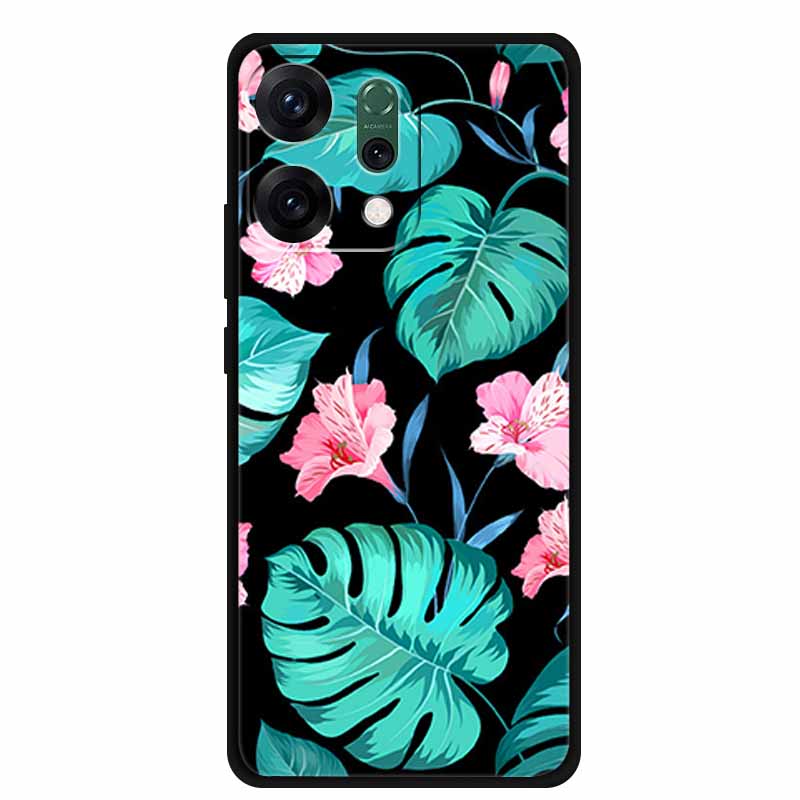 For Oppo Reno 14 5G 3D CaseRelief Flowers Emboss Phone Cover For Oppo Reno 14 Black Silicone Shockproof Soft Fundas Protector