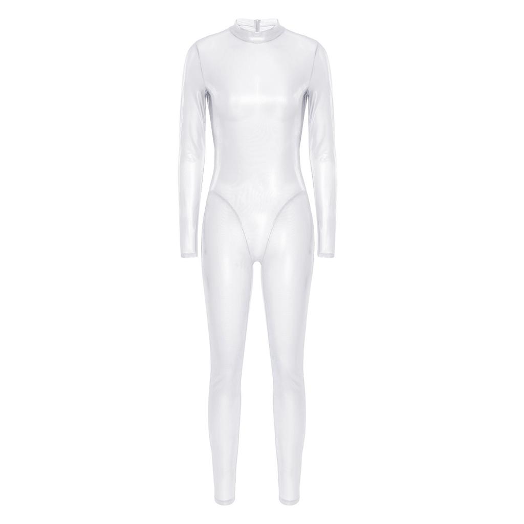 Женский блестящий металлический комбинезон-боди с длинным рукавом, леггинсы с высокой талией, комбинезон с молнией сзади