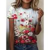 Женская футболка с цветочным 3D-принтом, модная футболка, футболка оверсайз, женская одежда, футболка с цветочным принтом, свободная повседневная уличная одежда