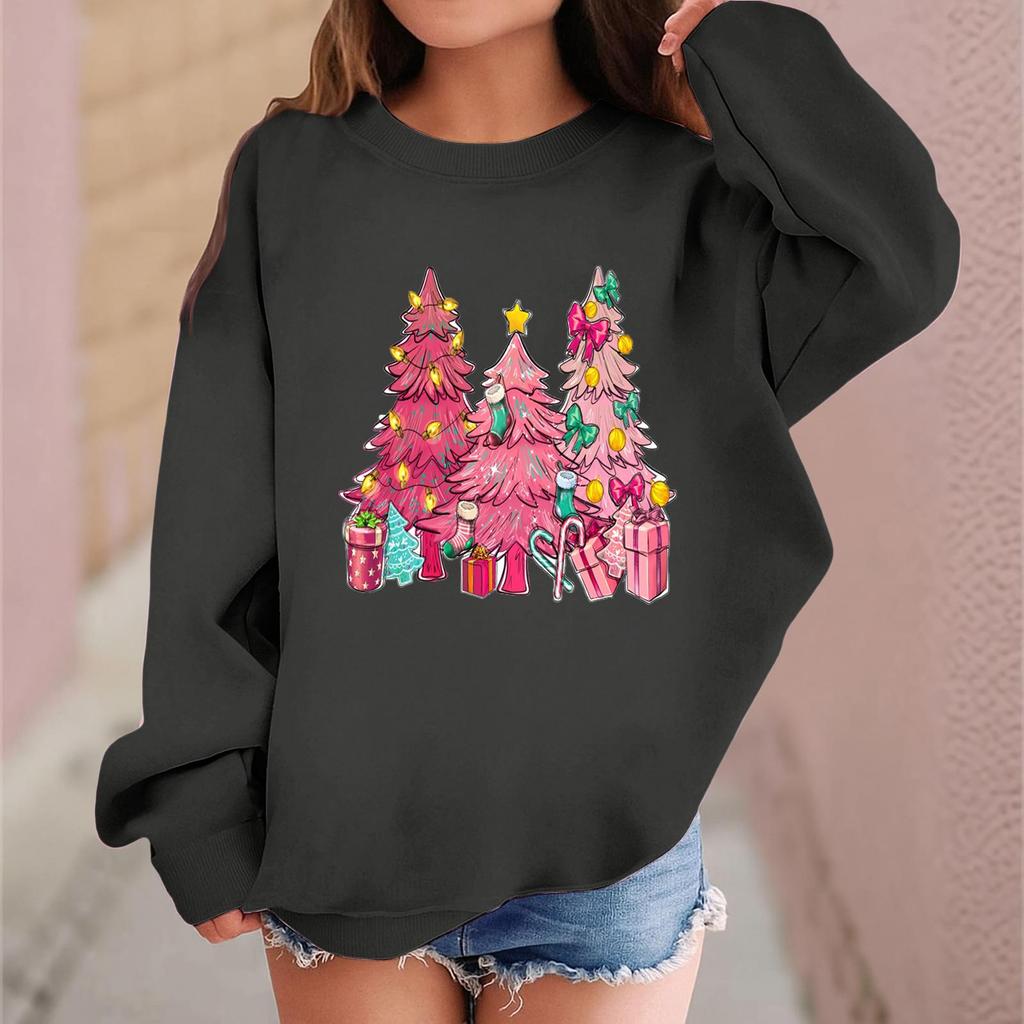 Children's Fashionable Casual Long-sleeved Loose Christmas Print Pullover Sweatshirt