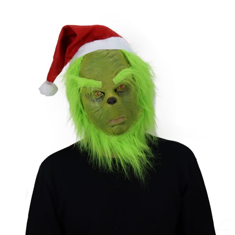 Green Monster Grinch Full Face Latex Mask Gloves Halloween Party Cosplay Costume Props