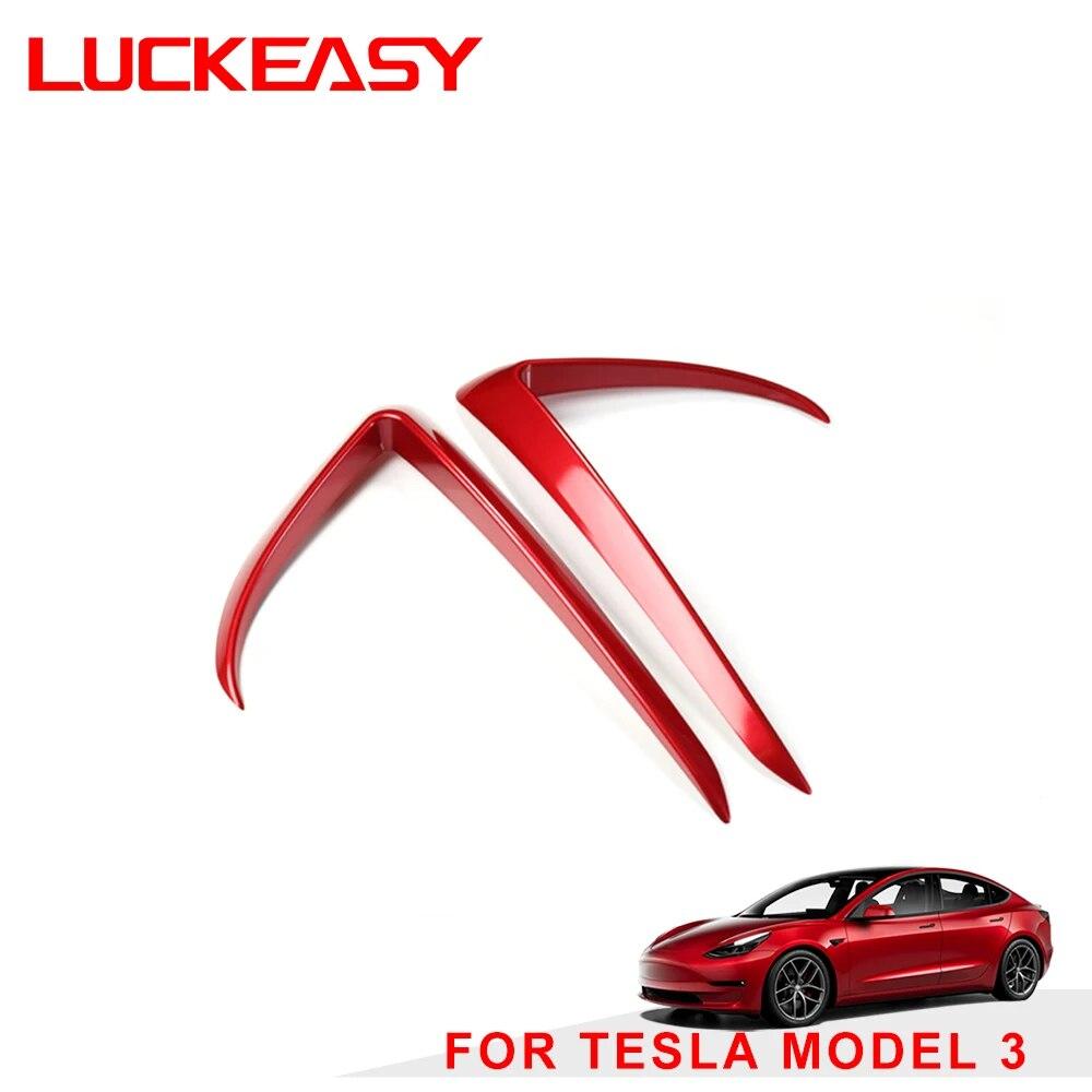 LUCKEASY для Tesla Model 3 Model Y, автозапчасти, внешний бампер, защита фар, ветровой нож, нашивка, украшение Model3 2017-2023