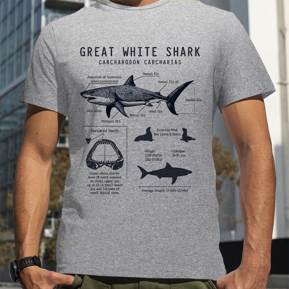 Marine Biology Biologist Anatomy Shark Lover T-Shirt Summer Men Street Hip Hop Punk Style Boy Loose Oversized Casual Fashion Tee