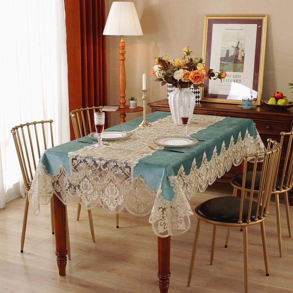 Light Luxury Style Embroidered Tablecloth Home Hotel Dining Table Decor Table Cover Rectangular Lace Table Cloth Wedding Decor
