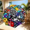 Geometry Dash Print Automatic Open Close Umbrella, Portable Foldable Umbrella, for Outdoor Commute Camping Trip, Ideal Birthday Gift