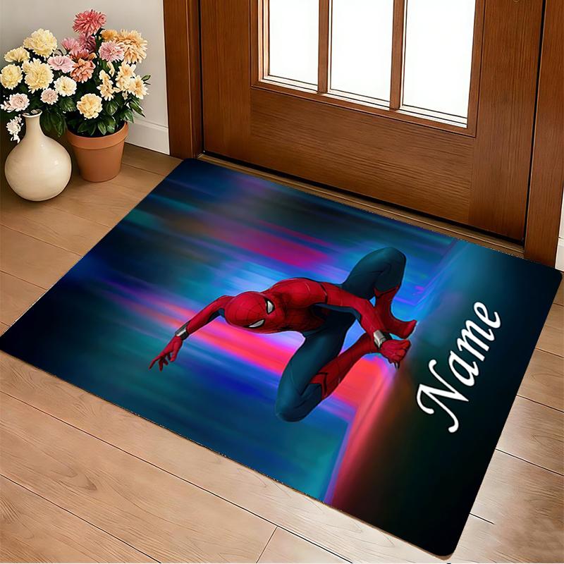 Personalized Name S-Spide M-Man Pose Living Room Non-Slip Area Rug Soft Carpet for Bedroom Playroom Sofa Office Home Decor Doormat