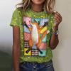 New Vintage Cartoon Fox Print T-shirt For Women Plus Size Top Women's Trend Clothes Fashion Short Sleeve Shirt Crew Tee Summer