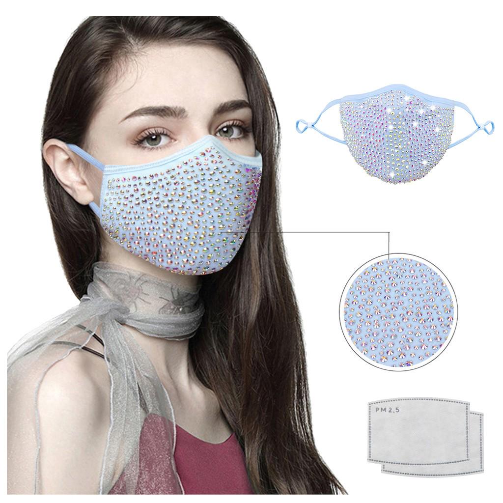 Модная многоразовая ветрозащитная маска с дымкой для взрослых, алмазная маска для женщин