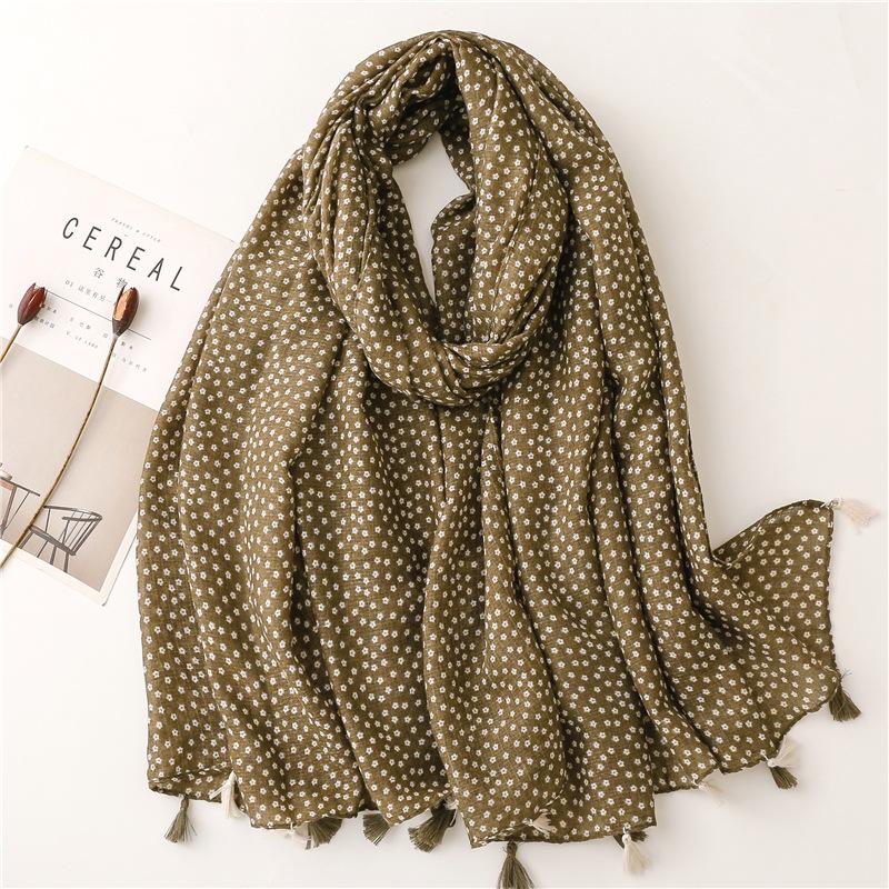 Women Autumn Tassel Shawl Luxury Brand Lovely Garden Floral Viscose Scarf High Quality Pashminas Wrap Muslim Snood 180*90Cm