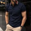 Summer Fashion Men's Casual Polo Shirts Slim Solid Color Turn-down Collar Short Sleeve Polos Male Tops Clothes