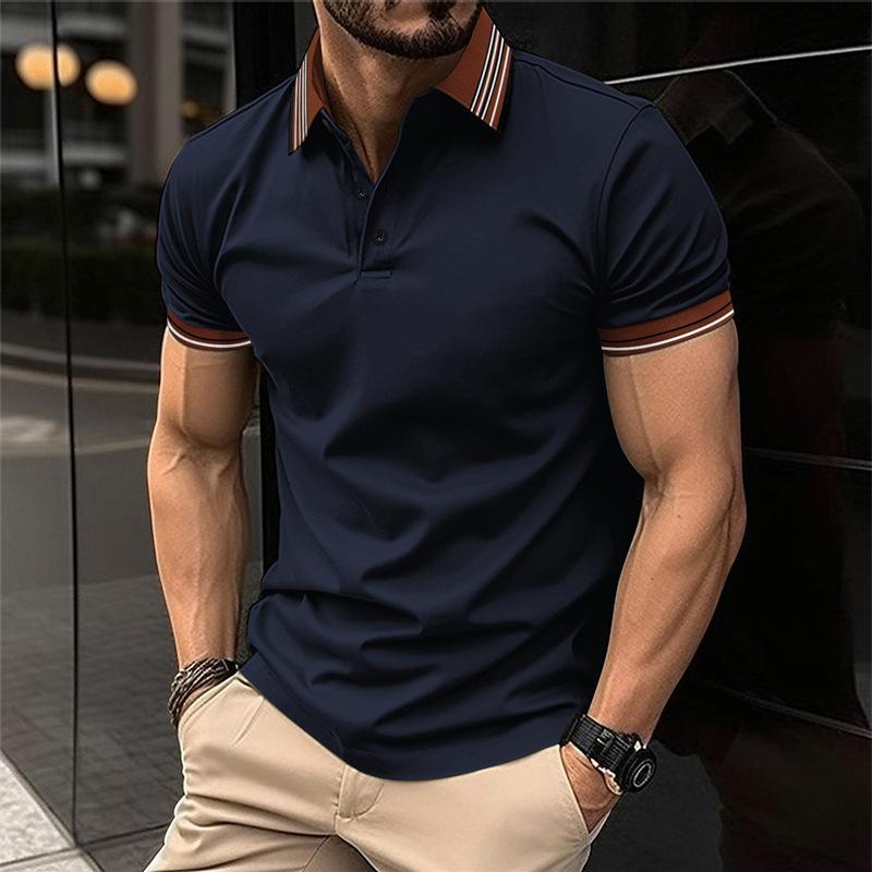 Summer Fashion Men's Casual Polo Shirts Slim Solid Color Turn-down Collar Short Sleeve Polos Male Tops Clothes