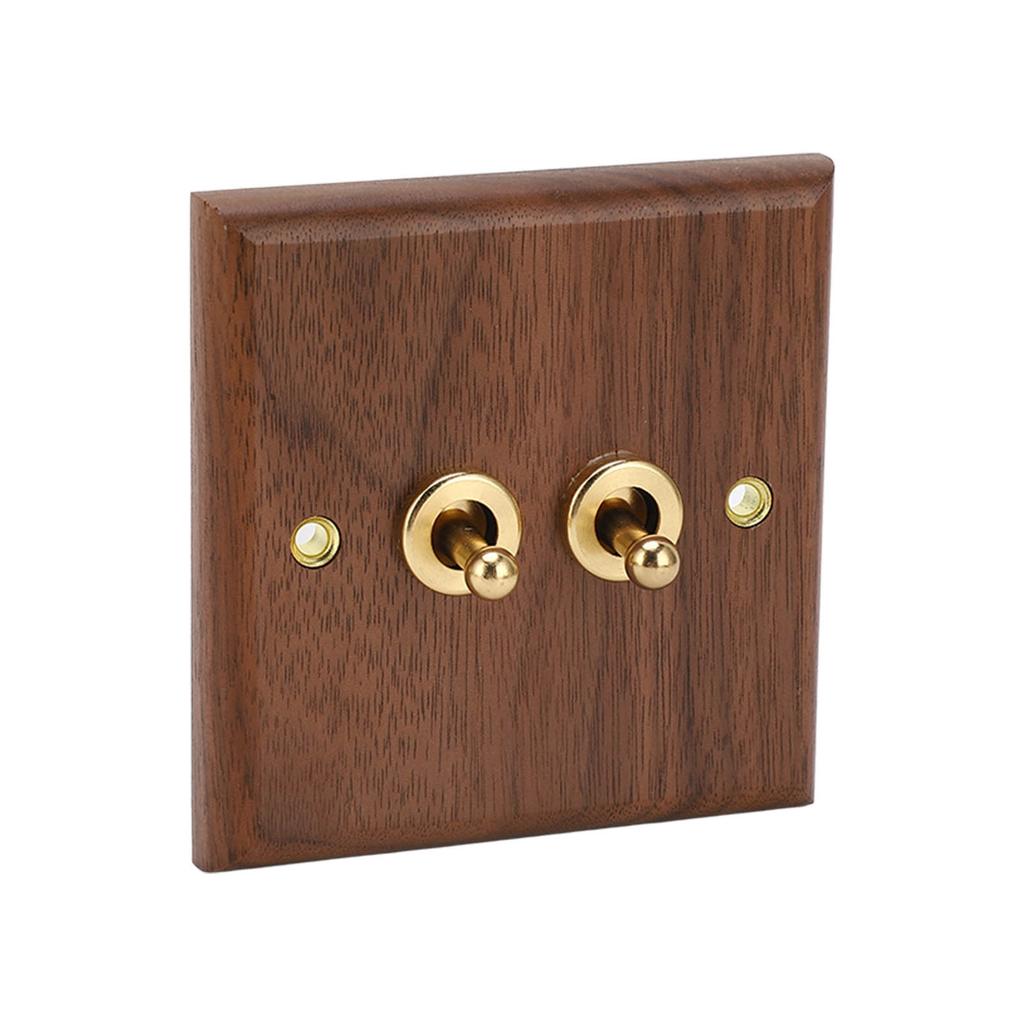 Двойной тумблерный переключатель ретро настенная панель из орехового дерева с латунным винтом 50 Гц 250 В