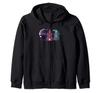 Halloween Three Cats Witch Hat Moon Star Zip Hoodie