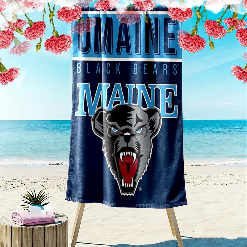 Maine Black Bears Print Beach Towel, Large Soft Quick Dry Towel for Beach Camping Swimming