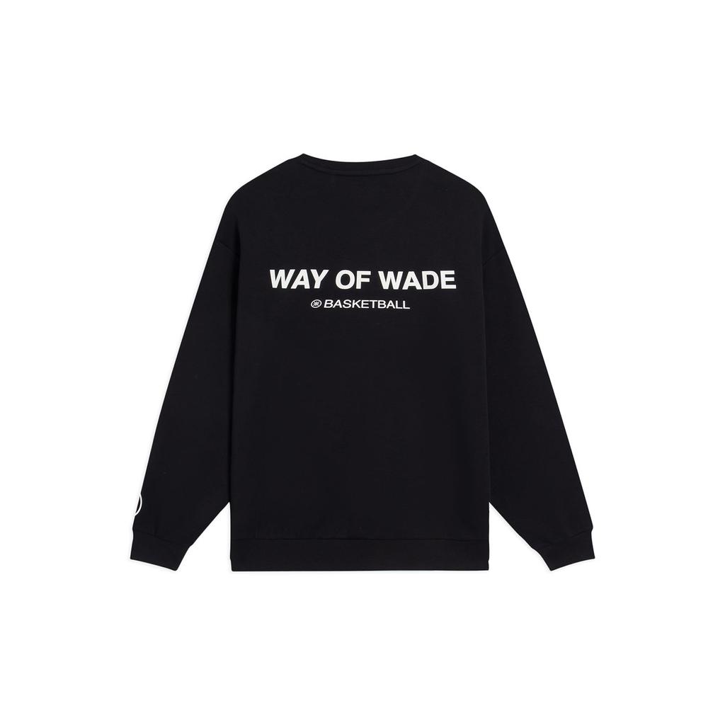 Li-Ning Пуловер с алфавитом серии Wade, вязаный свитер с длинным рукавом и круглым вырезом, мужской свитер, черный AWDS813-4