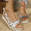 Fashion Retro Mix Color Print Sandals for Women Fashion Back Strap Peep Toe Sandal Woman Anti-Slip Weightlight Wedge Sandalias Mujer