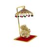 Metal Umbrella Chhatra with Hanging Crystals for God Idol, Car Dashboard/Office Desk/Table/Home Decor Showpiece, Chatri Aasan
