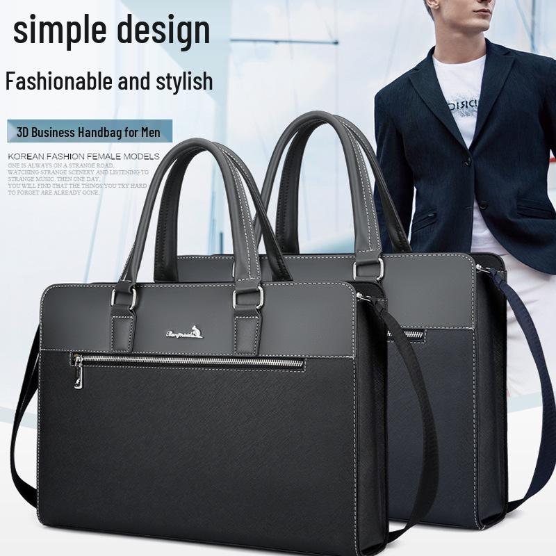 Men's Simple Solid Color Laptop Shoulder Bag & Business Backpack